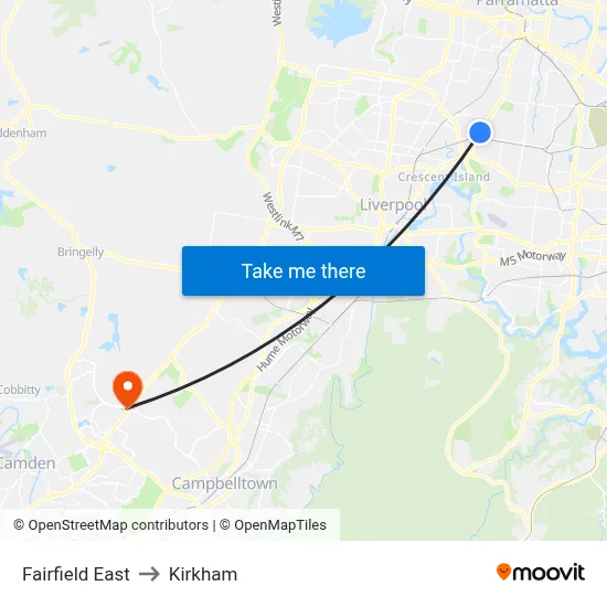 Fairfield East to Kirkham map