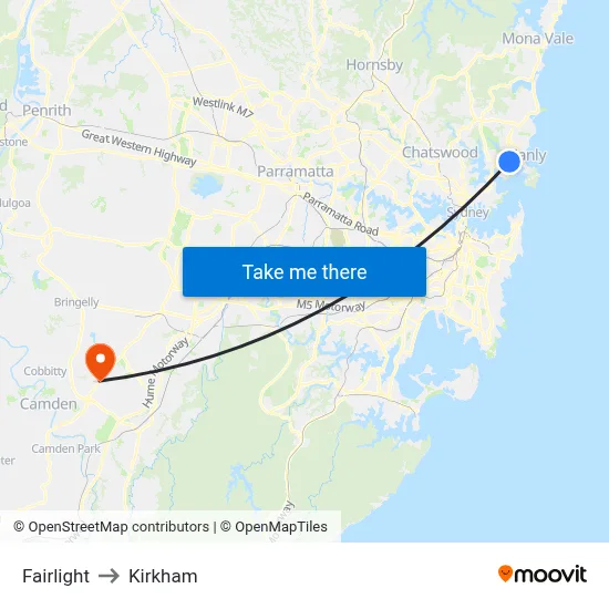 Fairlight to Kirkham map