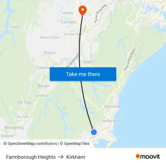 Farmborough Heights to Kirkham map
