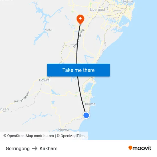 Gerringong to Kirkham map