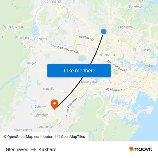 Glenhaven to Kirkham map
