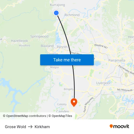Grose Wold to Kirkham map