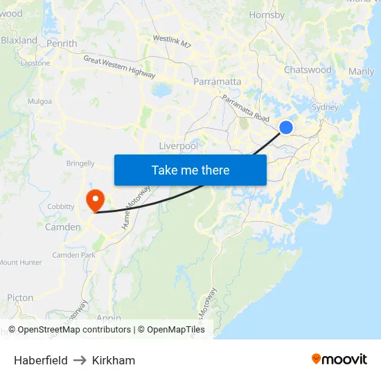 Haberfield to Kirkham map