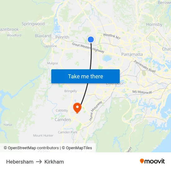 Hebersham to Kirkham map