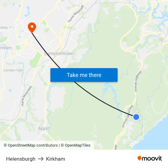 Helensburgh to Kirkham map