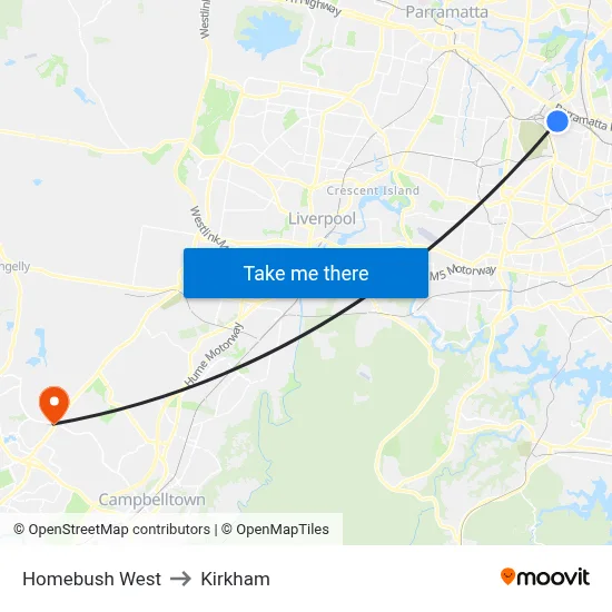 Homebush West to Kirkham map