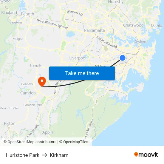 Hurlstone Park to Kirkham map
