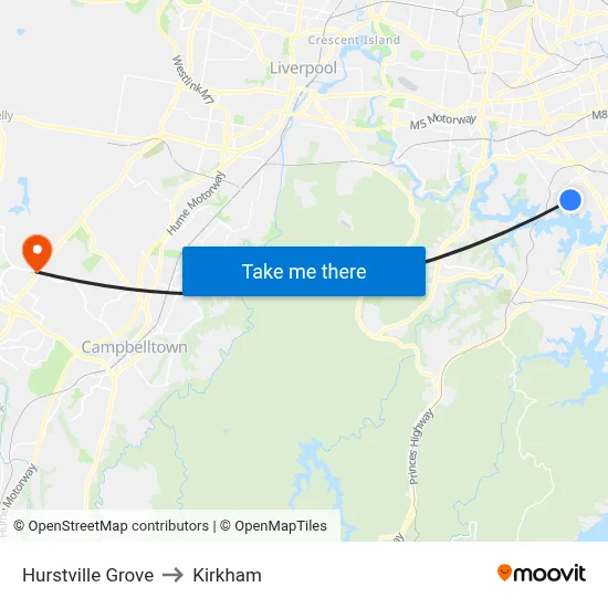 Hurstville Grove to Kirkham map