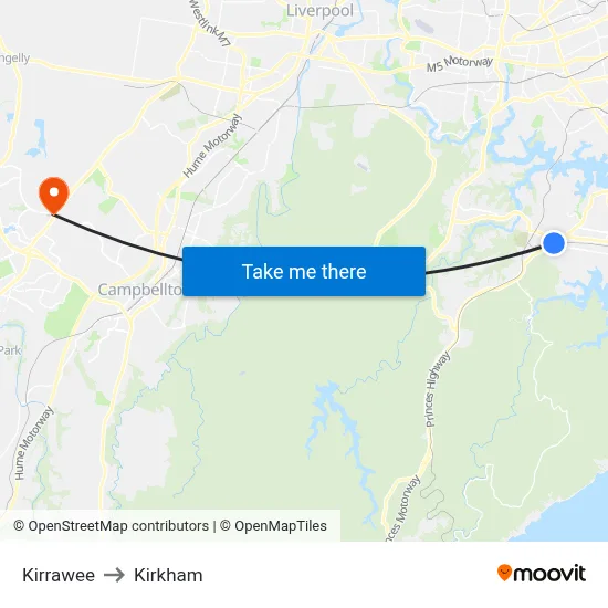 Kirrawee to Kirkham map