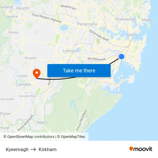 Kyeemagh to Kirkham map