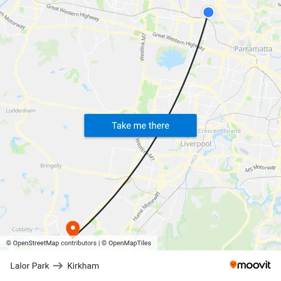 Lalor Park to Kirkham map