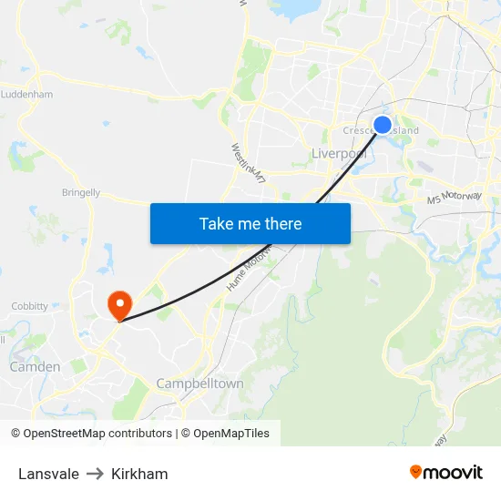Lansvale to Kirkham map