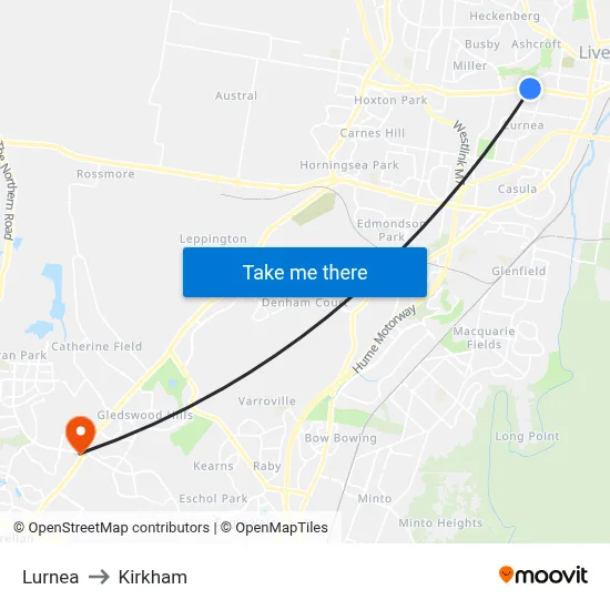 Lurnea to Kirkham map