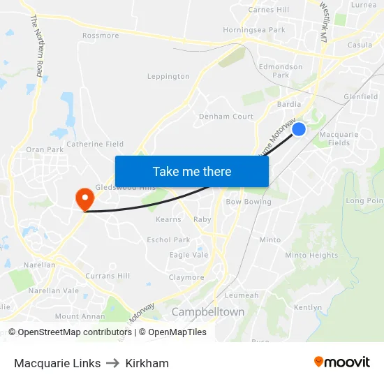 Macquarie Links to Kirkham map