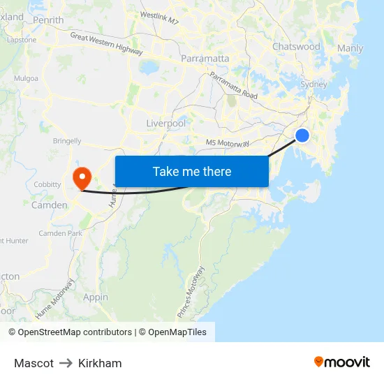 Mascot to Kirkham map