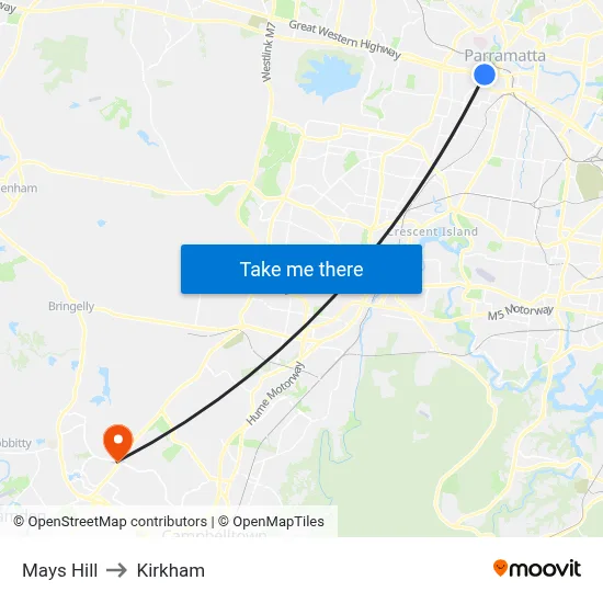 Mays Hill to Kirkham map