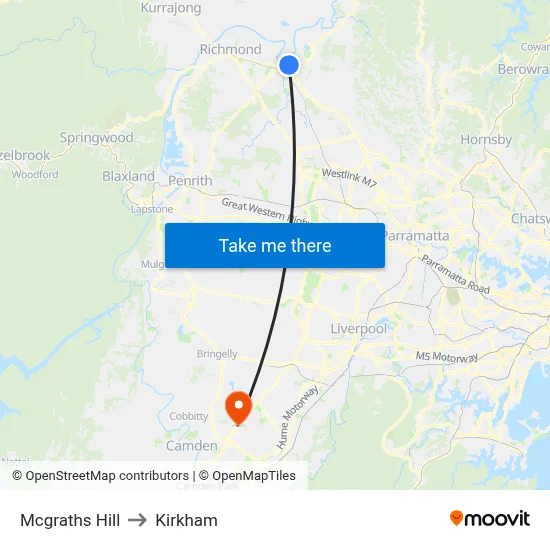 Mcgraths Hill to Kirkham map