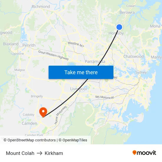 Mount Colah to Kirkham map