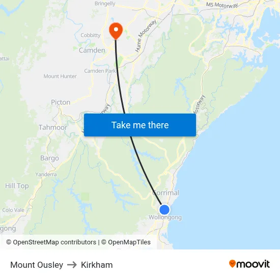 Mount Ousley to Kirkham map