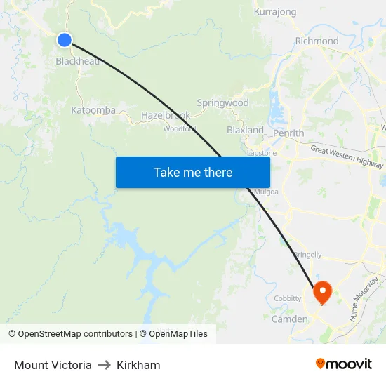 Mount Victoria to Kirkham map