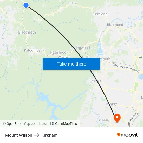 Mount Wilson to Kirkham map