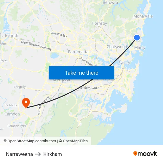 Narraweena to Kirkham map