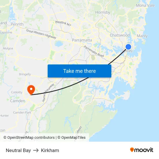 Neutral Bay to Kirkham map