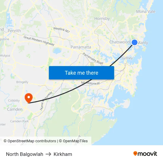 North Balgowlah to Kirkham map