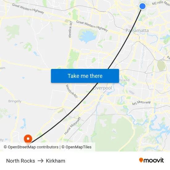 North Rocks to Kirkham map
