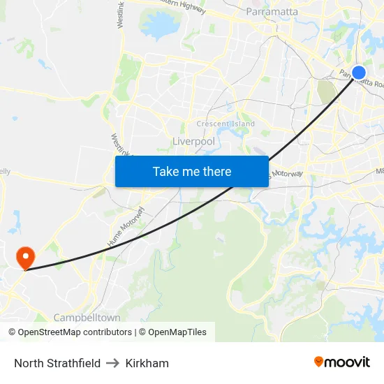 North Strathfield to Kirkham map