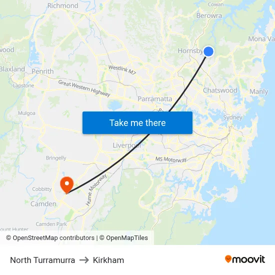 North Turramurra to Kirkham map