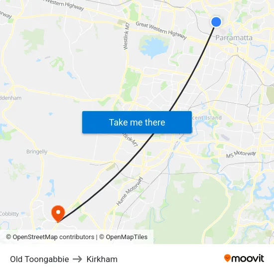 Old Toongabbie to Kirkham map