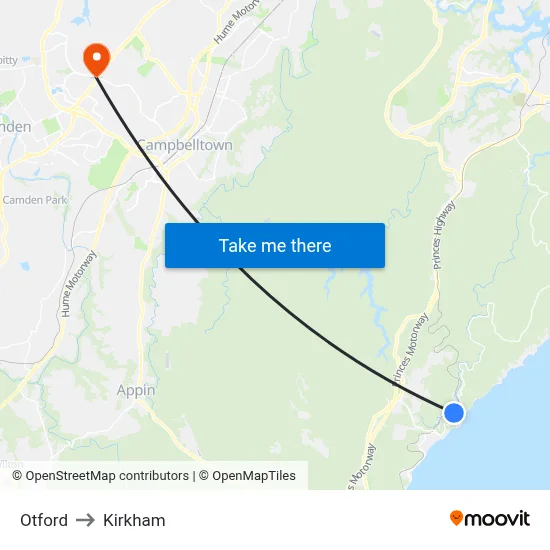 Otford to Kirkham map