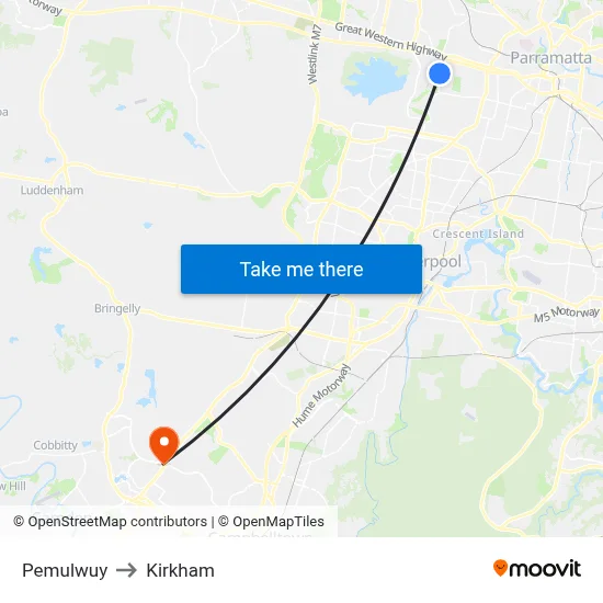 Pemulwuy to Kirkham map