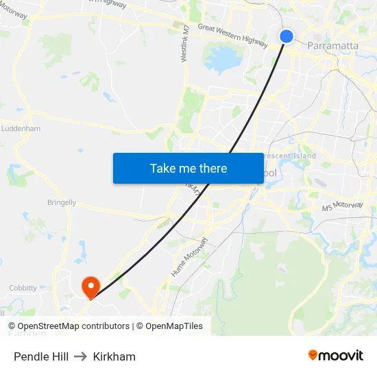 Pendle Hill to Kirkham map