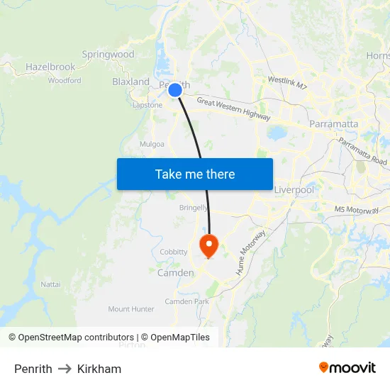 Penrith to Kirkham map