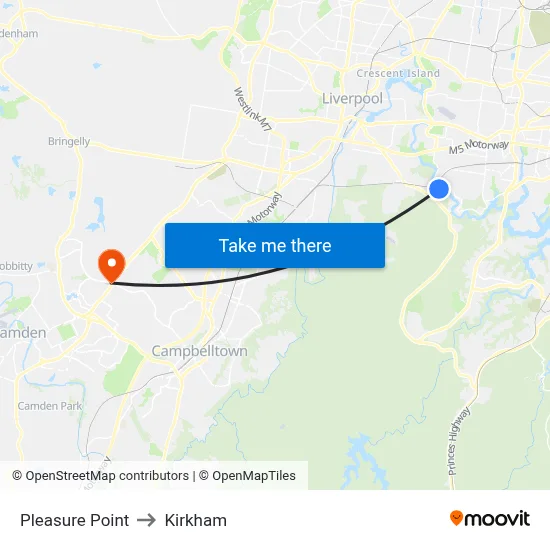 Pleasure Point to Kirkham map