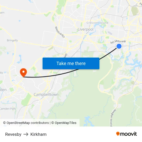 Revesby to Kirkham map