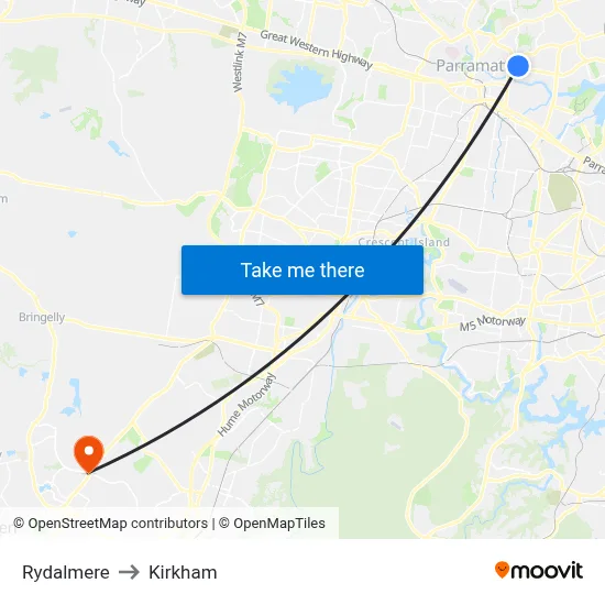 Rydalmere to Kirkham map