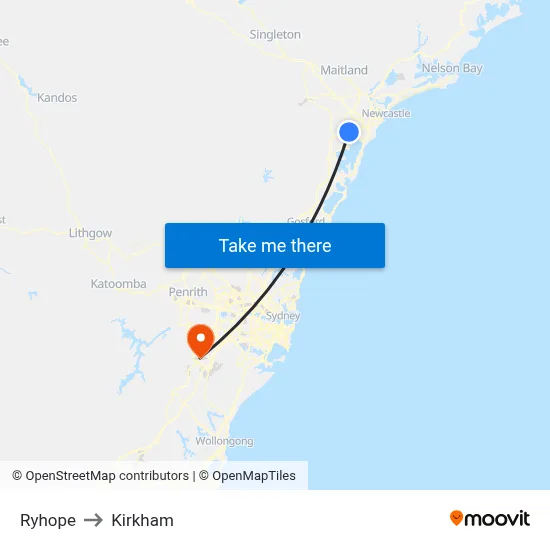 Ryhope to Kirkham map