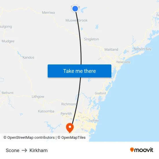 Scone to Kirkham map