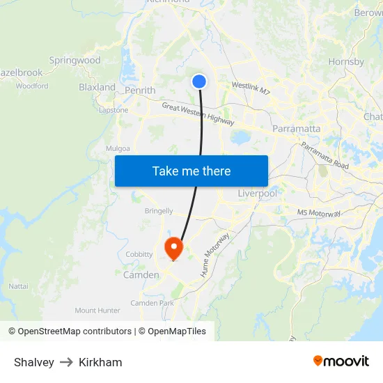 Shalvey to Kirkham map