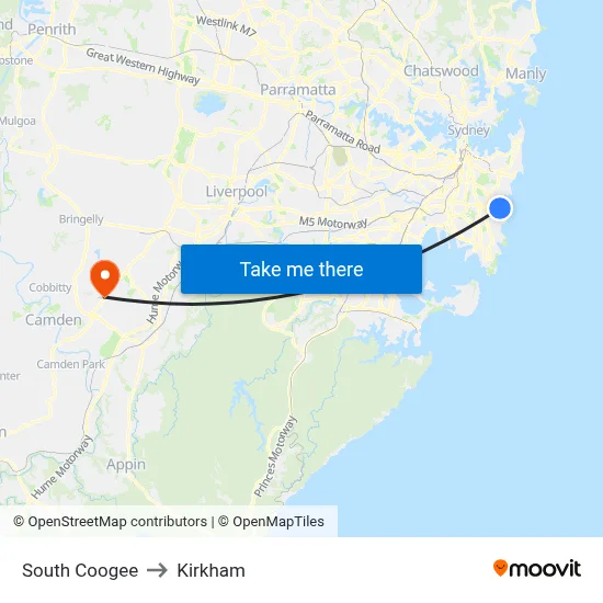 South Coogee to Kirkham map