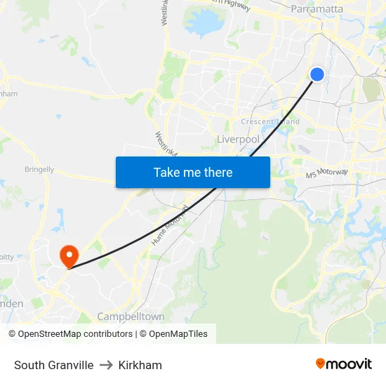 South Granville to Kirkham map