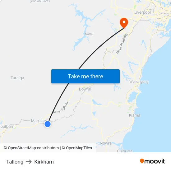 Tallong to Kirkham map