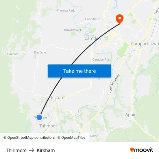 Thirlmere to Kirkham map