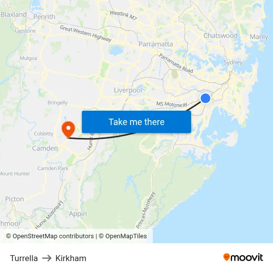 Turrella to Kirkham map