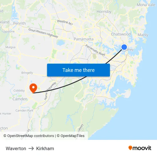 Waverton to Kirkham map