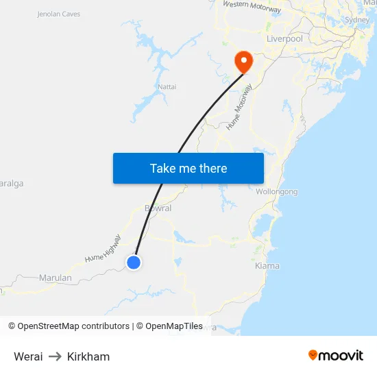 Werai to Kirkham map