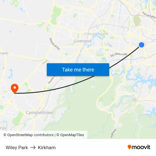Wiley Park to Kirkham map